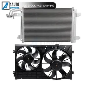 11320627 1autopowerstore Ac Condenser Cooling Fan Kit Fit For 2006-2014 Volkswagen Golf Jetta Rabbit 2.5l