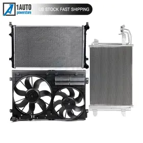 11328155 1autopowerstore Radiator Condenser Cooling Fan Kit For 2008-2010 Volkswagen Jetta Gti 2.5l 2.0l