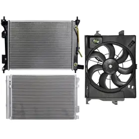 4umotorcarparts 13882827 For 2012-2013 Kia Rio Hyundai Accent Electric Radiator Condenser Cooling Fan Kit