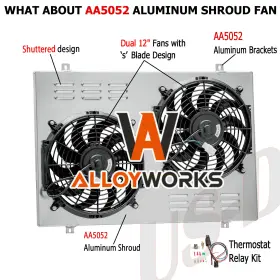 1454 Alloyworks Aluminum Shroud Fan Relay Fit 1985-97 Ford F150 F250 F350 1985-92 Bronco Pickup