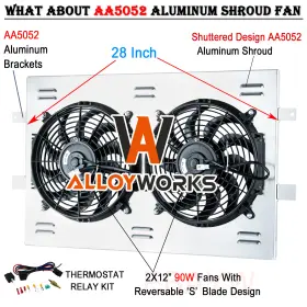 2334 Alloyworks 28 Inch Shroud Electric Fan Relay For 1999-2013 Chevy Silverado 1500 2500 Gmc Sierra #2