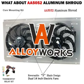 Ae1520 Alloyworks Radiator Shroud 2 14 Inch Fans For 1988-1999 Chevy Gmc C/k 1500 2500 3500 5.7l 7.4l