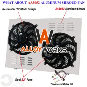 Cr1599 Alloyworks Aluminum Radiator Shroud Fan For 1988-99 1995 Chevy Gmc C K 1500/2500/3500 5.7l