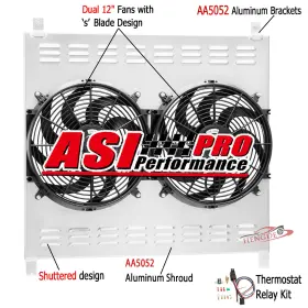 2993 Asi Performance Aluminum Radiator Shroud 2x 14ftft Fan Relay For 2007-2014 Toyota Tundra Cc1993