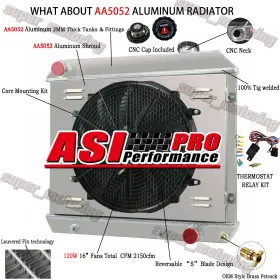 8010284 Asi Performance 4-row Radiator Shroud Fan Fits 1961-1966 Chevy C10 C20 C30 K10 K20 Olds Cutlass