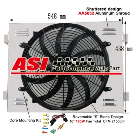 Bc003 Asi Performance Radiator Aluminum Shroud Fan Relay Kit For 1955-57 Chevy Bel-air Nomad V8 Engine
