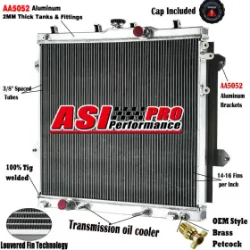 Dpi1998 Asi Performance 2 Row Aluminum Radiator For 96-02 1999 Toyota 4runner 2.7l L4 3.4l V6 Gas At