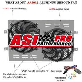 Dpi289 Asi Performance Radiator Shroud 2x12ftft Fans For 1963-1968 Chevrolet Impala/chevelle/bel Air Hot