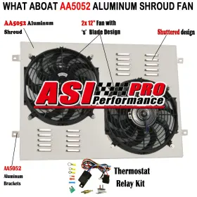 Sbr833 Asi Performance Aluminum Radiator Shroud Fan Relay Fit 1966-1979 Ford F100 F150 F250 F350 Cc833
