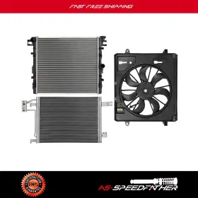 Asp84835001 Asspeedfat Cooling Fan And Radiator Mt A/c Condenser Assembly For 07-11 Jeep Wrangler 3.8l