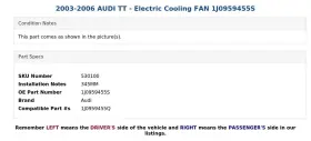 1j0959455s Audi 2003-2006 Tt - Electric Cooling Fan #3