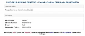 8k0959455q Audi 2015-2018 Q3 Quattro - Electric Cooling Fan Blade #3