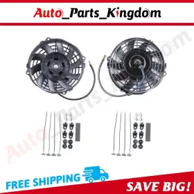 12863582 Auto Parts Kingdom 12v Electric Radiator Condenser Cooling Fan 7 Inch Universal 2x Black
