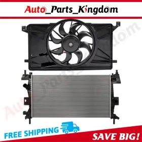 12866954 Auto Parts Kingdom Electric Radiator Cooling Fan Kit For 2012 2013 2014 2015 2016-2018 Ford Focus