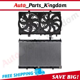 12869111 Auto Parts Kingdom Electric Radiator Cooling Fan Kit For 2014 2015 2016 2017 2018 Nissan Rogue 2.5l