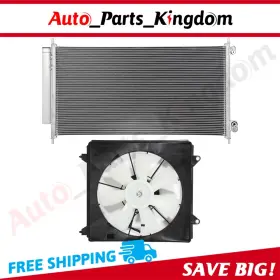 12899131 Auto Parts Kingdom Electric Ac Condenser Cooling Fan Kit For 2008-2010 2011 2012 Honda Accord 2.4l