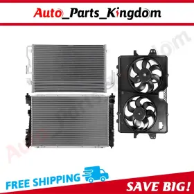 12899135 Auto Parts Kingdom Radiator Condenser Cooling Fan Kit For 2008 Ford Escape Mazda Tribute Mercury