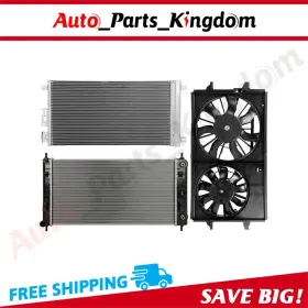 12899143 Auto Parts Kingdom Electric Radiator Condenser Cooling Fan Kit For 2008-2012 Chevrolet Pontiac