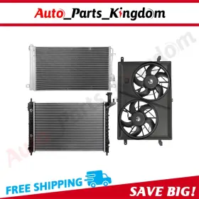 12899144 Auto Parts Kingdom Electric Radiator Condenser Cooling Fan Kit For 2009-2017 Chevrolet Traverse Gmc