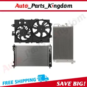 12899151 Auto Parts Kingdom Electric Radiator Condenser Cooling Fan Kit For 2007-2008 Chevrolet Pontiac