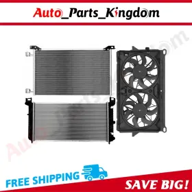 12899152 Auto Parts Kingdom Radiator Condenser Cooling Fan Kit For 2007-2014 Gmc Yukon Chevrolet Avalanche
