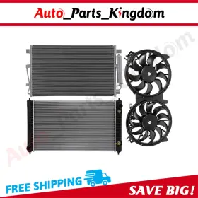 12899153 Auto Parts Kingdom Electric Radiator Condenser Cooling Fan Kit For 2007-2013 Nissan Altima 3.5l