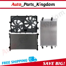 12899155 Auto Parts Kingdom Radiator Condenser Cooling Fan Kit For 2007-2010 Ford Edge Lincoln Mkx