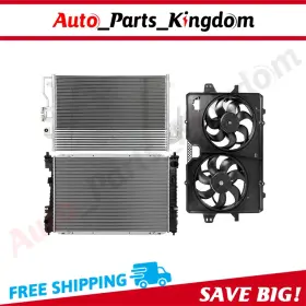12899156 Auto Parts Kingdom Electric Radiator Condenser Cooling Fan Kit For 2008 2009-2012 Ford Mazda