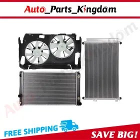 12899159 Auto Parts Kingdom Electric Radiator Condenser Cooling Fan Kit For 2009-2012 Toyota Rav4 2.4