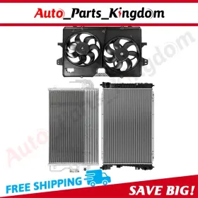 12899163 Auto Parts Kingdom Electric Radiator Condenser Cooling Fan Kit For 2008-2012 Ford Escape Mazda