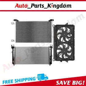12899164 Auto Parts Kingdom Radiator Condenser Cooling Fan Kit For 2007-2013 Gmc Yukon Xl 1500 Chevrolet