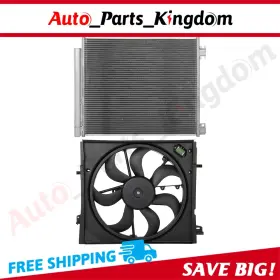 12899173 Auto Parts Kingdom Electric Ac Condenser Cooling Fan Kit Fits 2017-2019 Nissan Rogue Sport