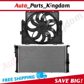 12899199 Auto Parts Kingdom Electric Engine Radiator Cooling Fan Kit For 2012-2016 Bmw 228i 328i 335i 2.0l