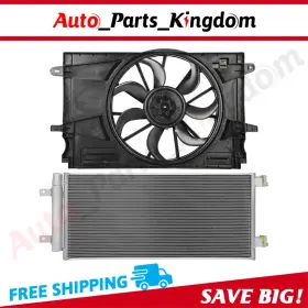 12899202 Auto Parts Kingdom Electric Ac Condenser Cooling Fan Kit For 2017 2018 2019 Chevrolet Cruze 1.4l