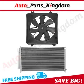 12930187 Auto Parts Kingdom Electric Ac Condenser Cooling Fan Kit For 2013 2014-2017 Honda Accord 3.5l