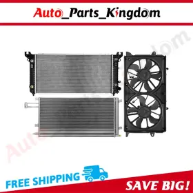 12930200 Auto Parts Kingdom Electric Radiator Condenser Cooling Fan Kit For 15-16 Chevrolet Tahoe Gmc Yukon