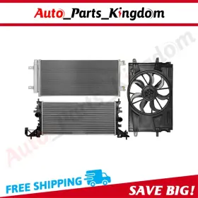 12930208 Auto Parts Kingdom Electric Radiator Condenser Cooling Fan Kit For 2017-2019 Chevrolet Cruze 1.4l