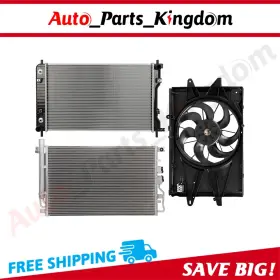 12930210 Auto Parts Kingdom Electric Radiator Condenser Cooling Fan Kit For 2010-16 Gmc Terrain 2.4l