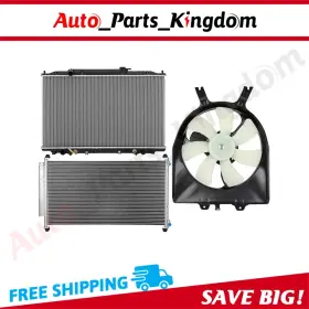 12930213 Auto Parts Kingdom Electric Radiator Condenser Cooling Fan Kit For 2005-2010 Honda Odyssey 3.5l