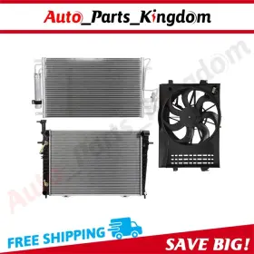 12930215 Auto Parts Kingdom Electric Radiator Condenser Cooling Fan Kit For 2005-2010 Kia Sportage Hyundai