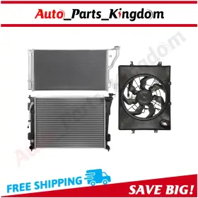 Auto Parts Kingdom 12930218 Electric Radiator Condenser Cooling Fan Kit For 2011-2012 Hyundai Sonata 2.4l