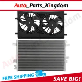 12930224 Auto Parts Kingdom Electric Ac Condenser Cooling Fan Kit For 2008-2014 Dodge Avenger Chrysler 200