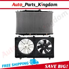 12953034 Auto Parts Kingdom Electric Radiator Cooling Fan Kit For 2003 2004 2005-2007 Honda Accord 2.4l