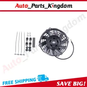 12953332 Auto Parts Kingdom Electric Condenser Radiator Cooling Fan Assembly 7 Inch Universal 12v 80w