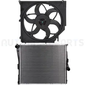 11371821 Autobasicparts For 2004-2006 Bmw X3 3.0l Front Side Aluminum Radiator And Cooling Fan Kit