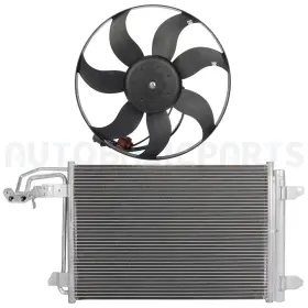 11371840 Autobasicparts For 2006-2014 Volkswagen Jetta 2.0l Front Side Condenser And Cooling Fan Kit