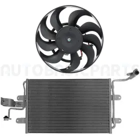 11371841 Autobasicparts For 1999-2005 Volkswagen Jetta 2.0l Front Side Condenser And Cooling Fan Kit