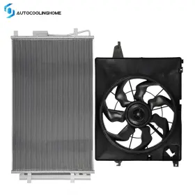 Auto84412801cooling Autocoolinghome A/c Condenser And Cooling Fan Assembly Kit For 2013 2014-2018 Hyundai Santa Fe New