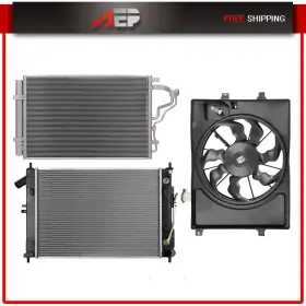 Ap84832501sy Autopuppy For 2015 2016 2017-2018 Kia Forte5 Aluminum Radiator Condenser And Cooling Fan Kit