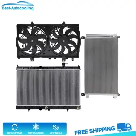 Auto83771201scooling Best-auto-cooling Aluminum Radiator Condenser And Fan Kit For 2014 2015-2018 Nissan 2.5l L4
